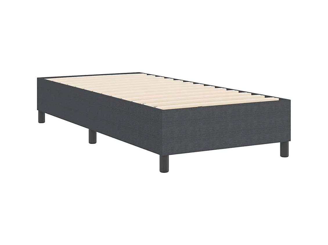 Lit à ressorts Gris foncé 90 x 190 cm Tissu en velours côtelé