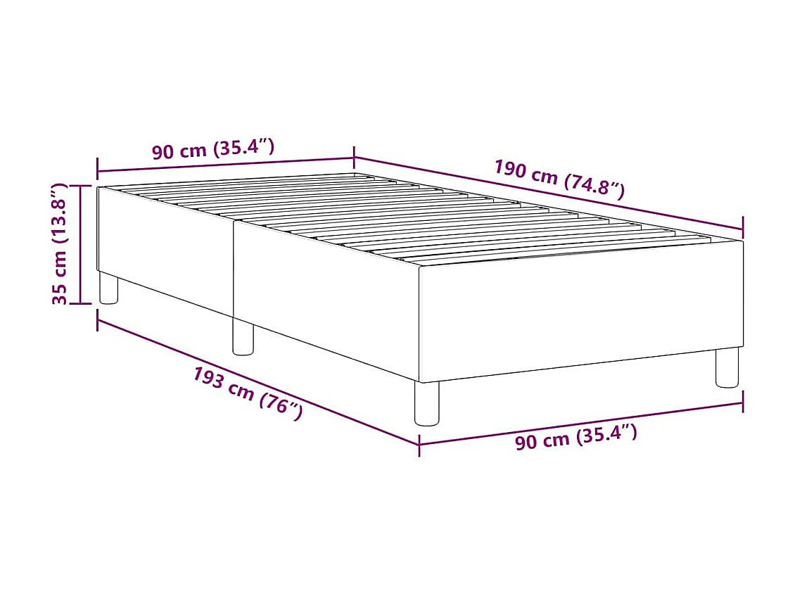Struttura letto piattaforma Grigio scuro 90 x 190 cm Tessuto