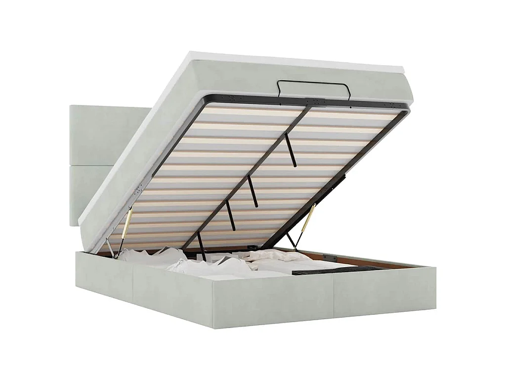 Struttura Letto Pouf con Materassi 140x190 cm Velluto