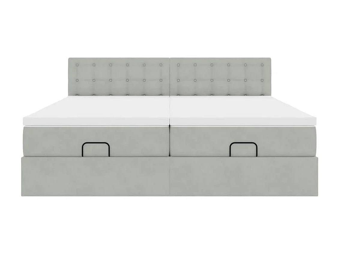 Cadre de lit ottoman et matelas gris clair 160x200cm velours