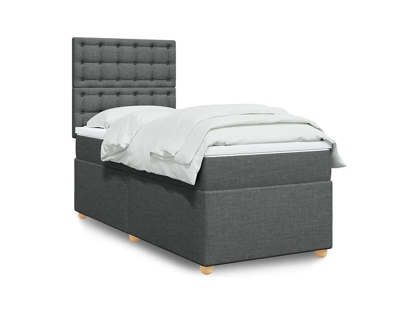 Sommier à lattes de lit avec matelas Gris foncé 100x200cm Tissu