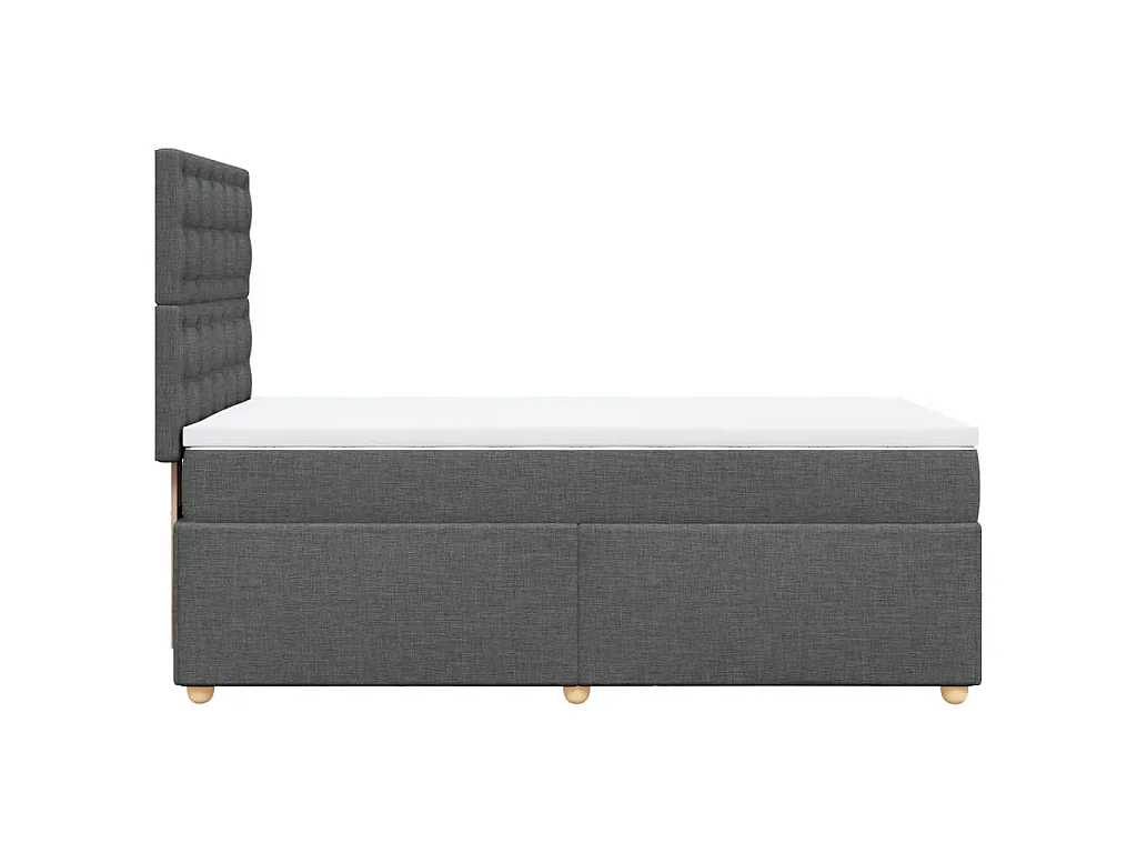 Cama box spring con colchón tela gris oscuro 100x200 cm