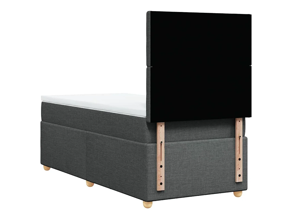 Cama box spring con colchón tela gris oscuro 100x200 cm