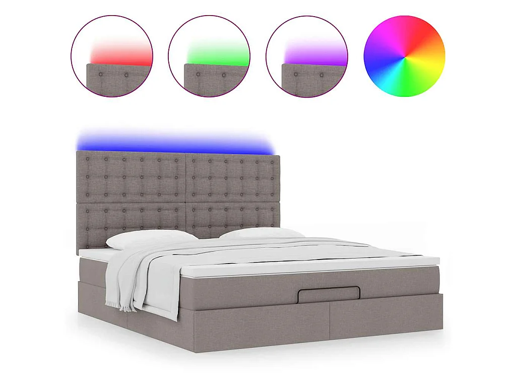 Struttura Letto Pouf con Materasso Tortora 180x200cm in Tessuto