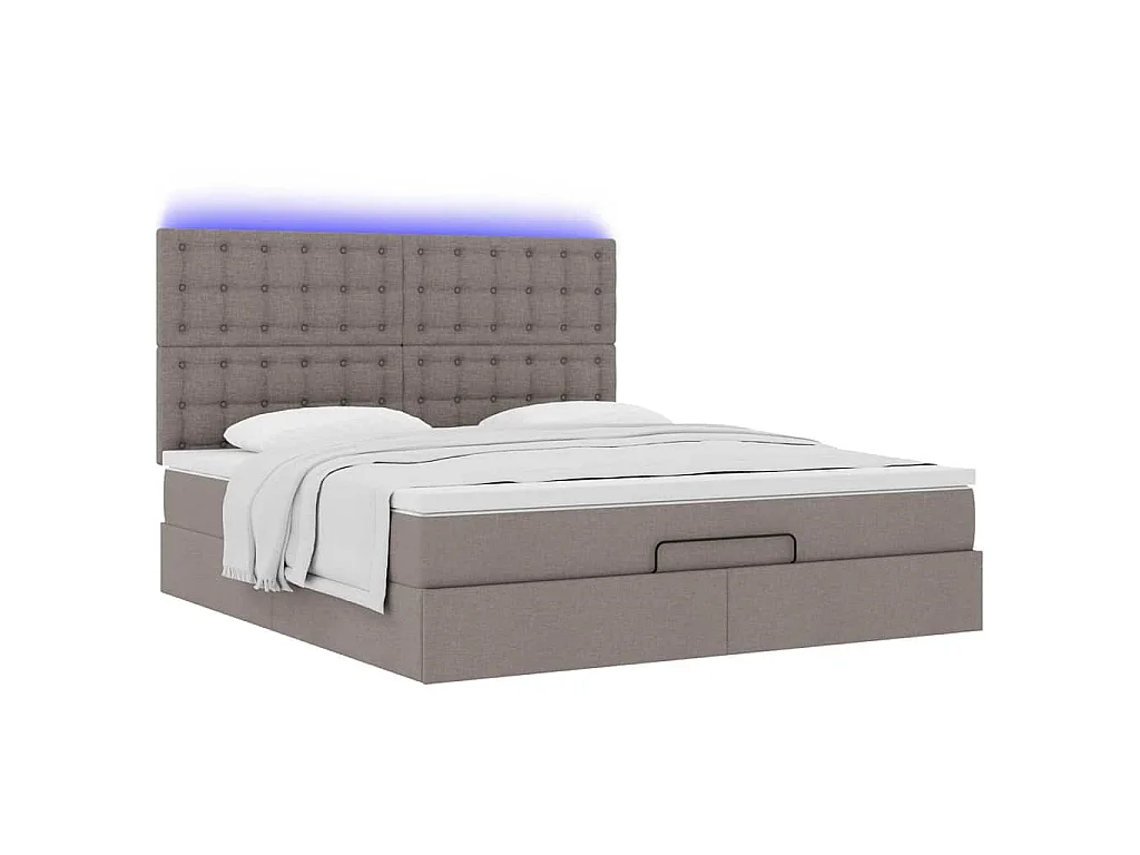 Struttura Letto Pouf con Materasso Tortora 180x200cm in Tessuto