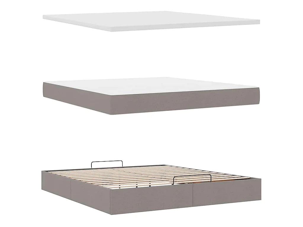 Struttura Letto Pouf con Materasso Tortora 180x200cm in Tessuto