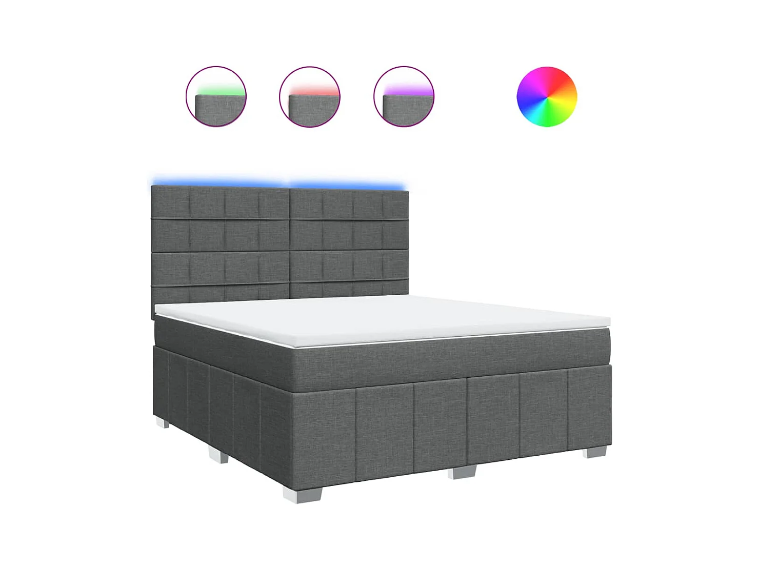 Sommier à lattes de lit avec matelas Gris foncé 180x200cm Tissu