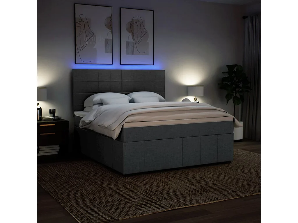 Sommier à lattes de lit avec matelas Gris foncé 180x200cm Tissu