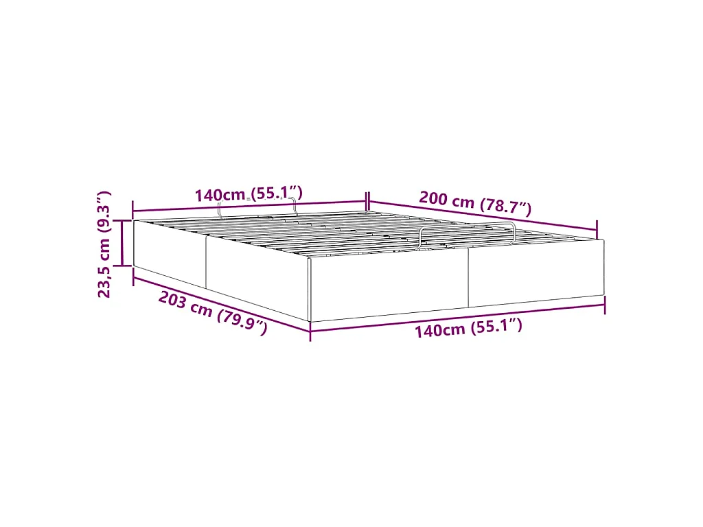 Ottoman bedframe zonder matras 140x200 cm fluweel lichtgrijs