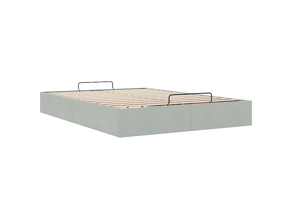 Ottoman bedframe zonder matras 140x200 cm fluweel lichtgrijs