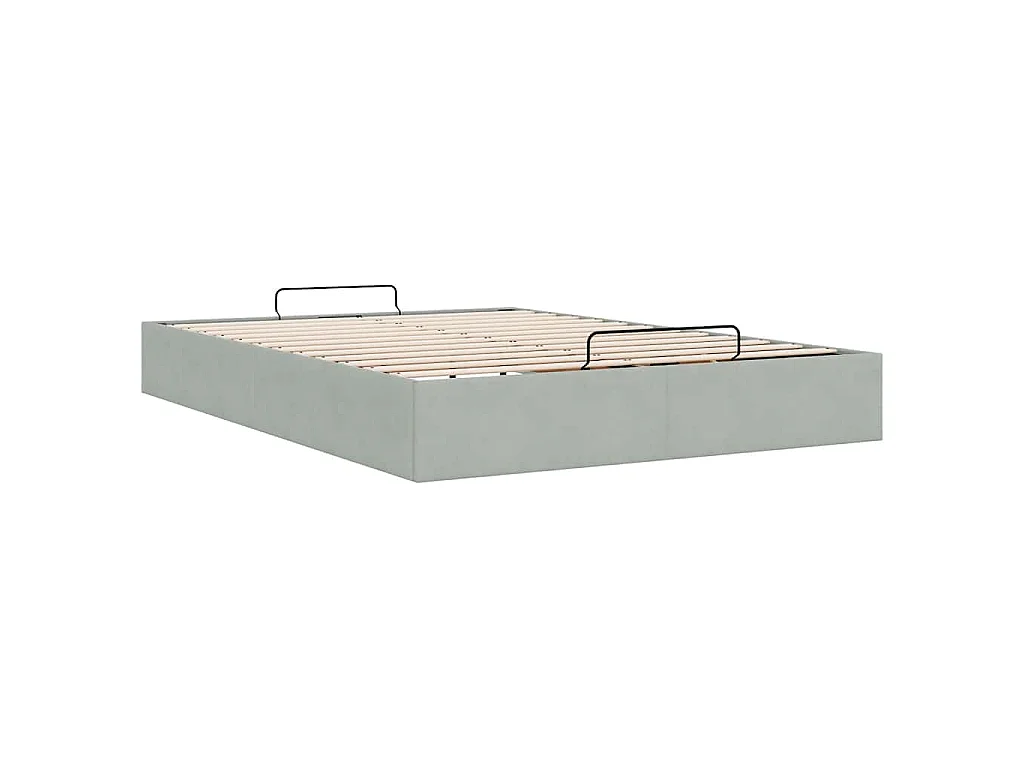 Ottoman bedframe zonder matras 140x200 cm fluweel lichtgrijs