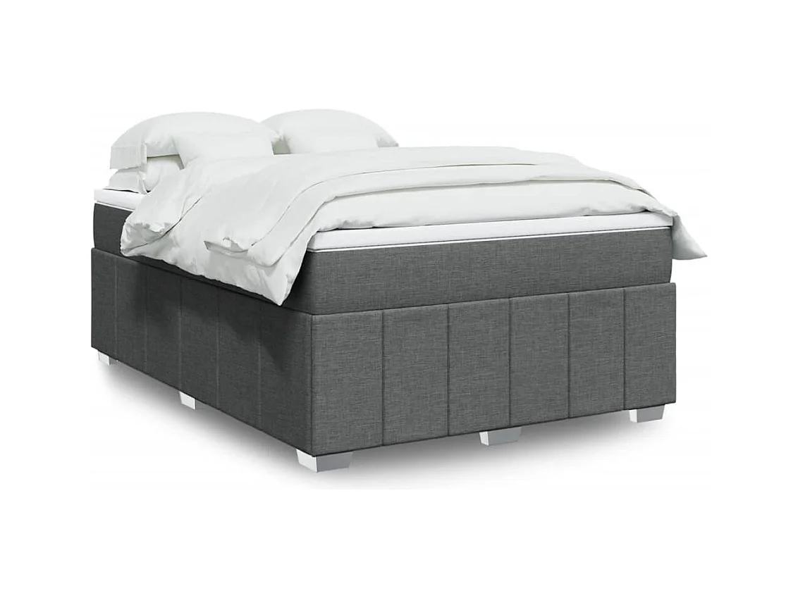 Giroletto a Molle con Materasso Grigio Scuro 160x200 cm Tessuto