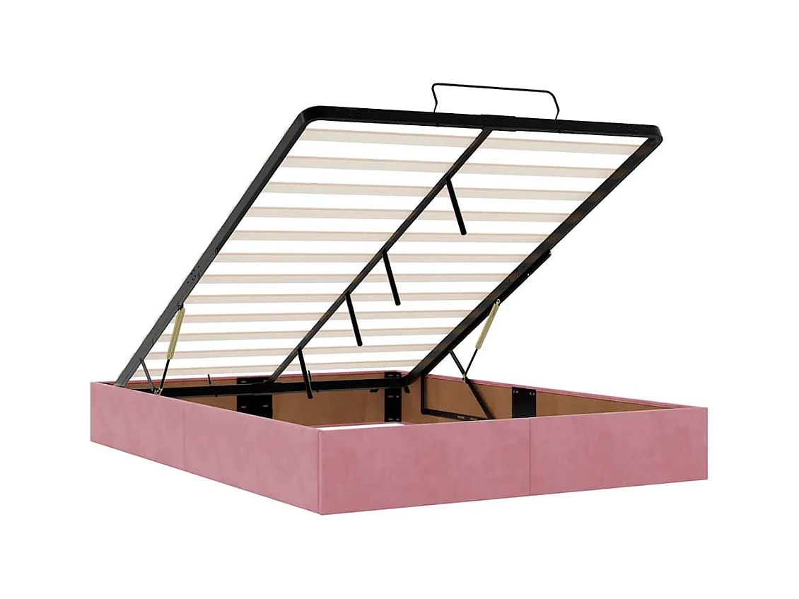 Cadre de lit ottoman sans matelas rose 140x190 cm velours