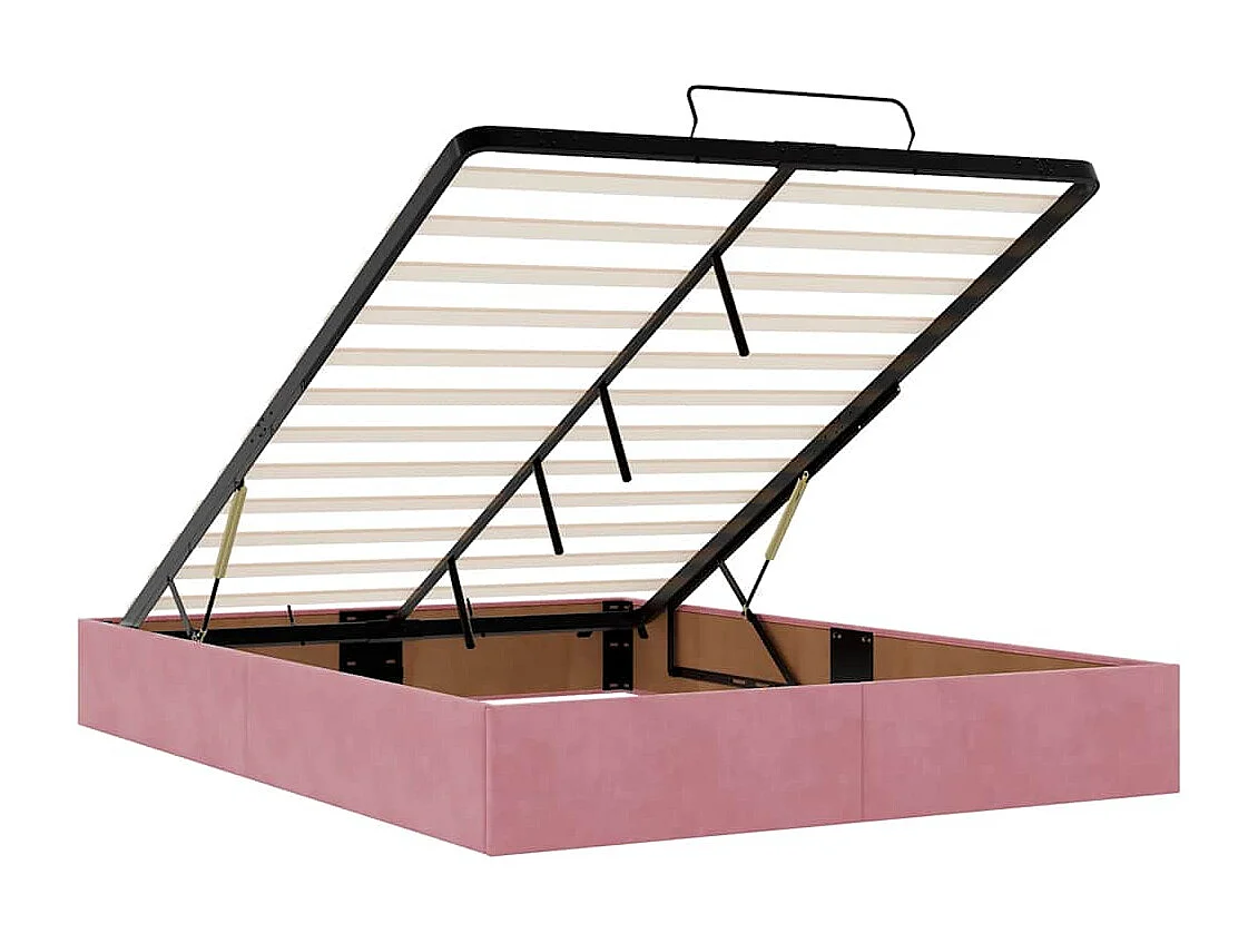 Ottoman bedframe zonder matras 140x190 cm fluweel roze