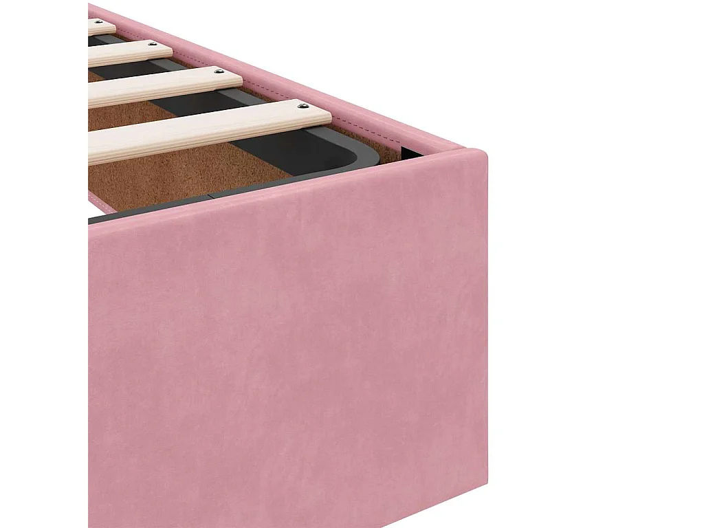 Estructura cama otomana sin colchón terciopelo rosa 140x190 cm