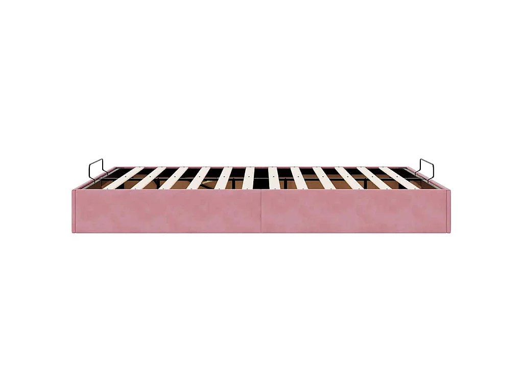 Estrutura de cama otomana sem colchão 140x190 cm veludo rosa