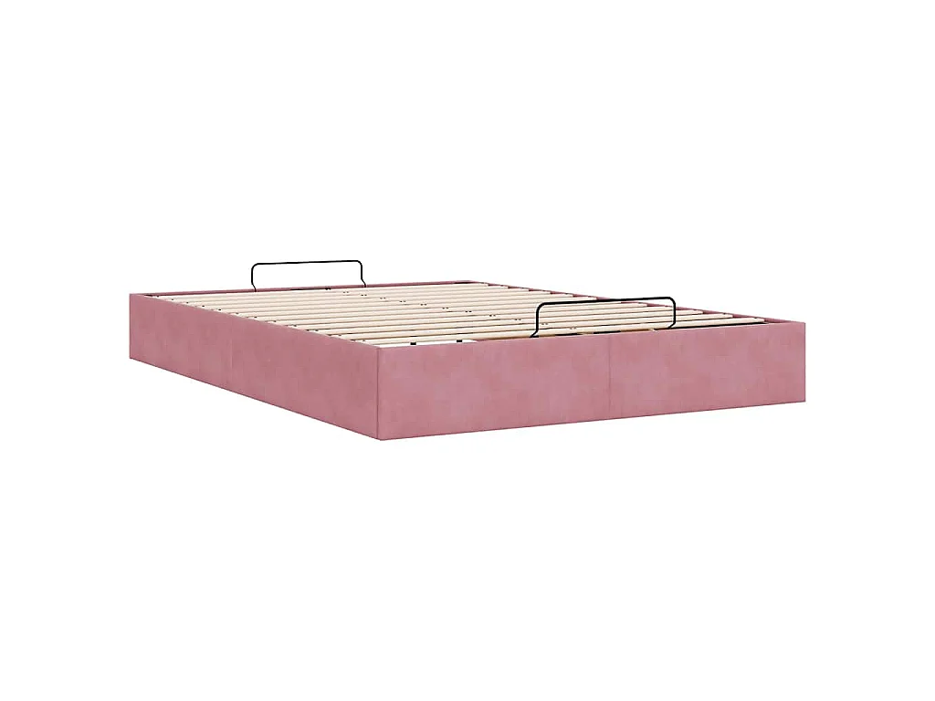 Estrutura de cama otomana sem colchão 140x190 cm veludo rosa