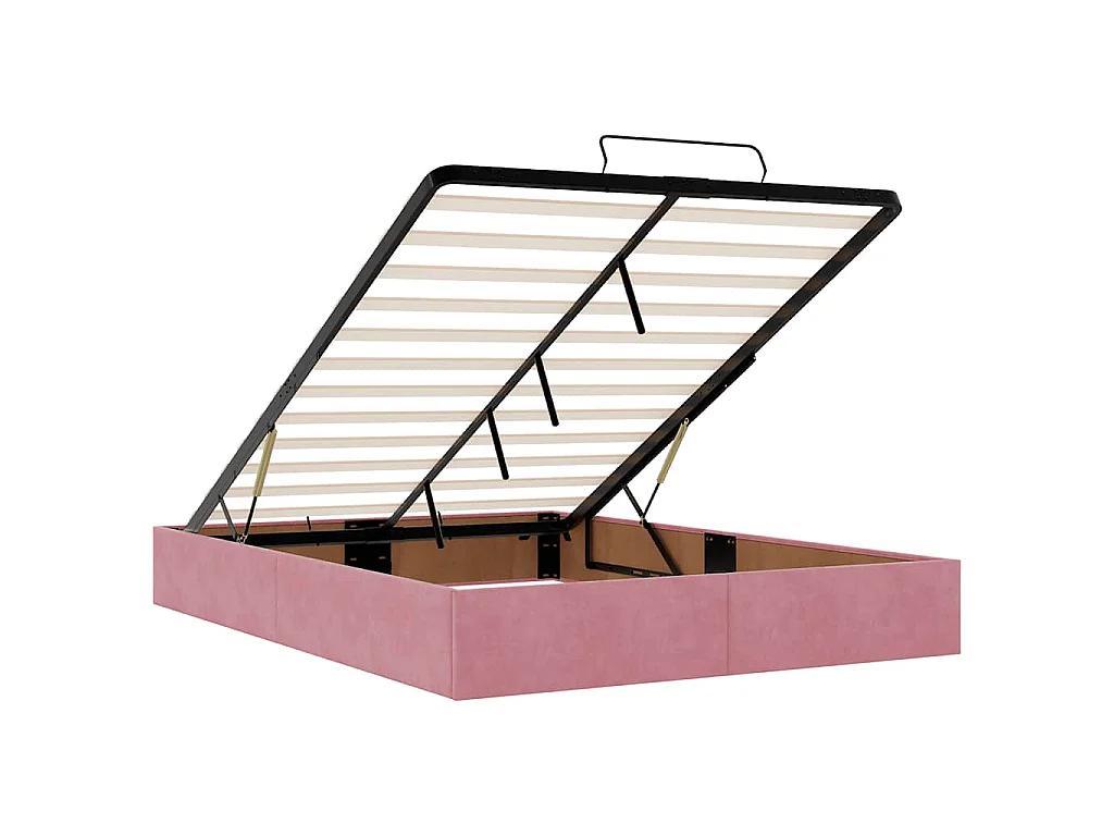 Estrutura de cama otomana sem colchão 140x190 cm veludo rosa