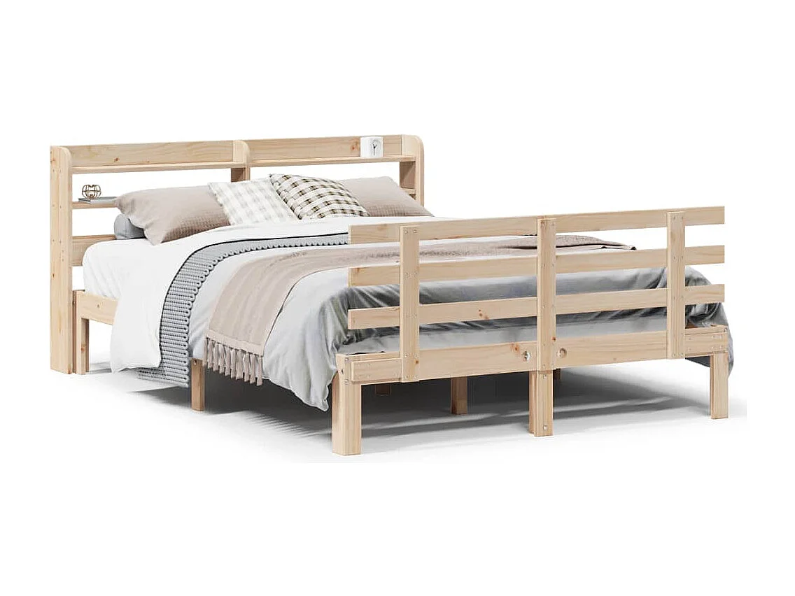 Bedframe met hoofdbord massief grenenhout 140x190 cm