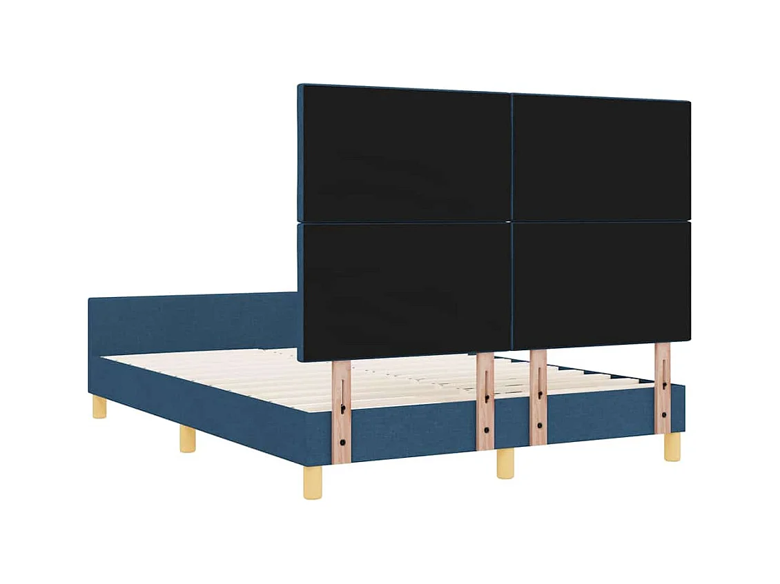 Bettgestell mit Kopfteil Blau 160 x 200 cm Stoff