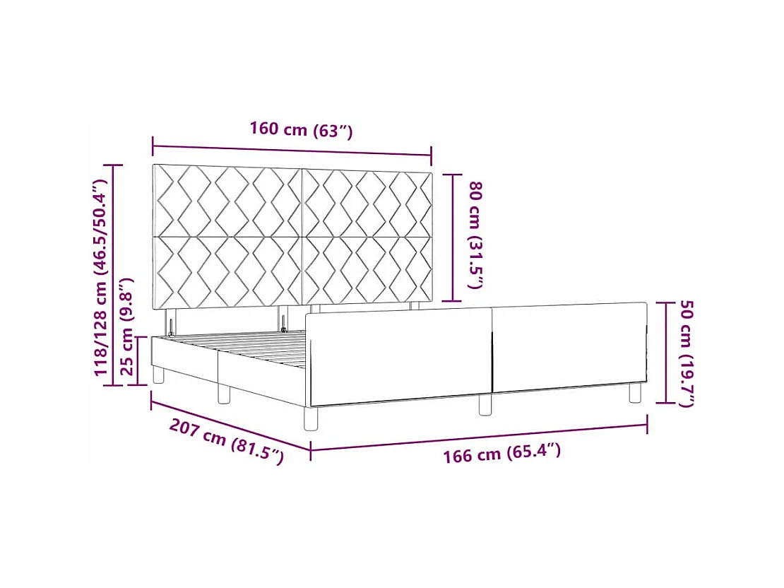 Bettgestell mit Kopfteil Blau 160 x 200 cm Stoff