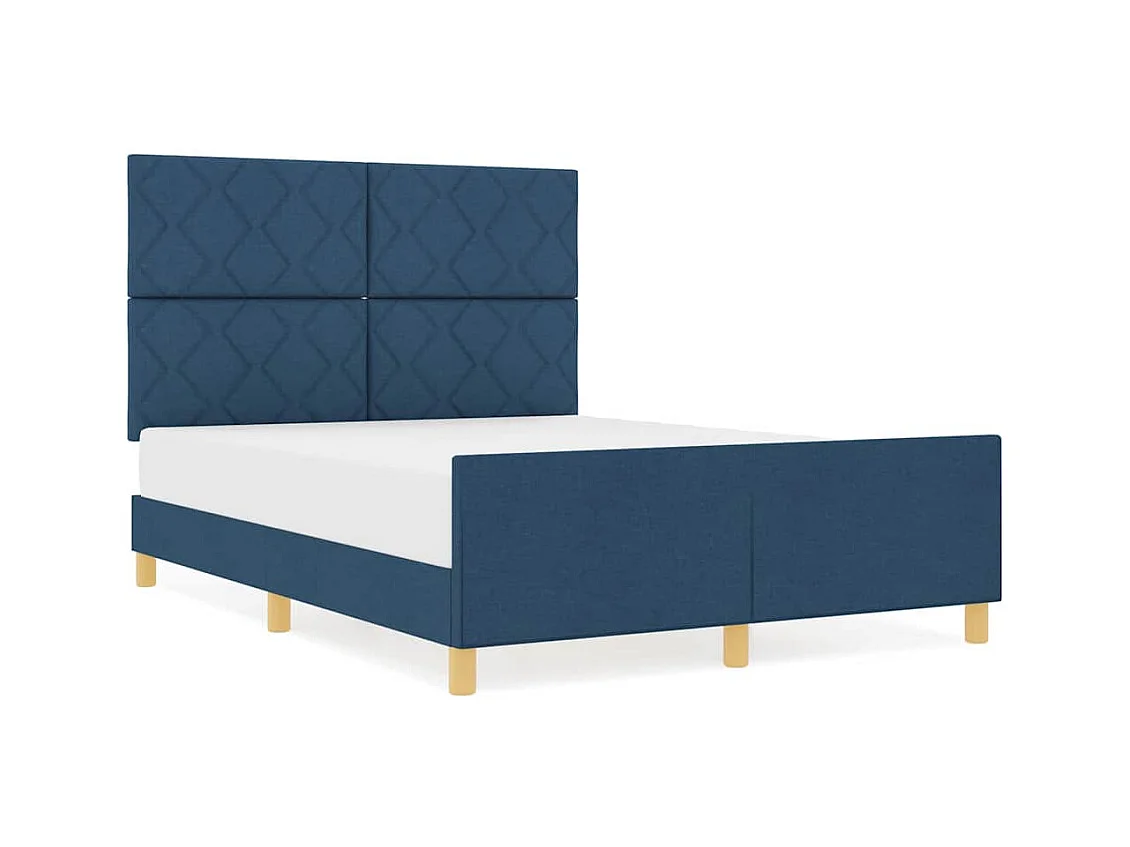 Bettgestell mit Kopfteil Blau 160 x 200 cm Stoff