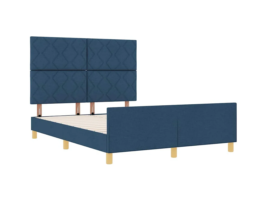 Bettgestell mit Kopfteil Blau 160 x 200 cm Stoff