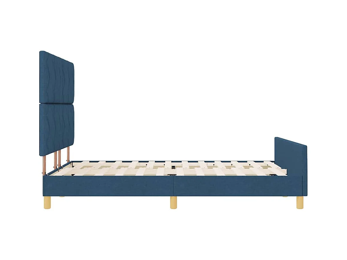 Bettgestell mit Kopfteil Blau 160 x 200 cm Stoff