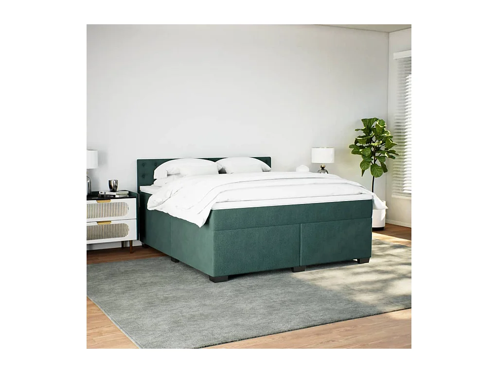 Boxspringbett mit Matratze Dunkelgrün 180x200 cm Samt