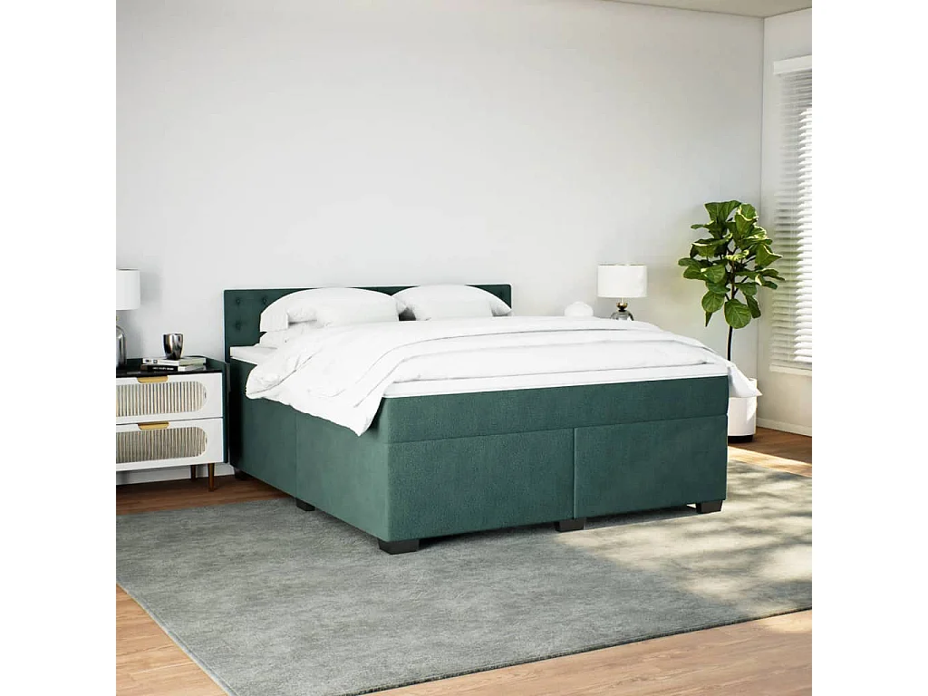 Boxspring met matras fluweel donkergroen 180x200 cm