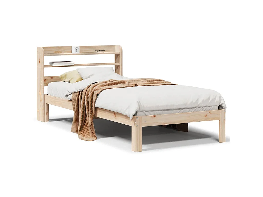 Bedframe met hoofdbord massief grenenhout 90x200 cm