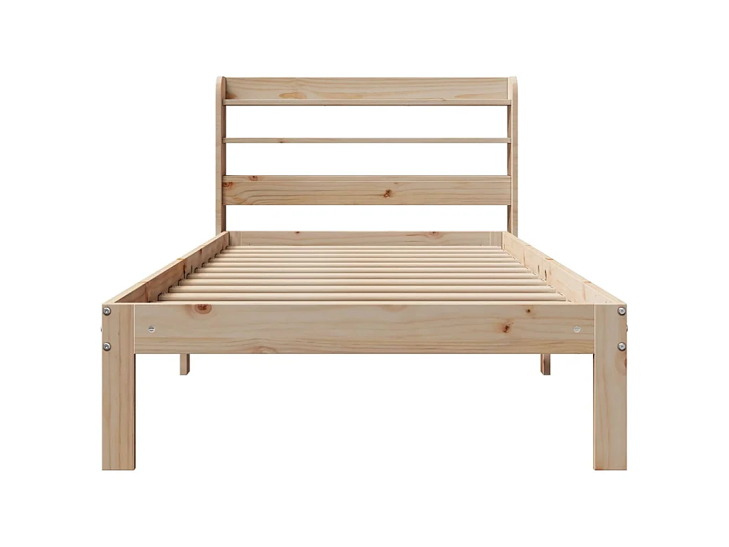Bedframe met hoofdbord massief grenenhout 90x200 cm