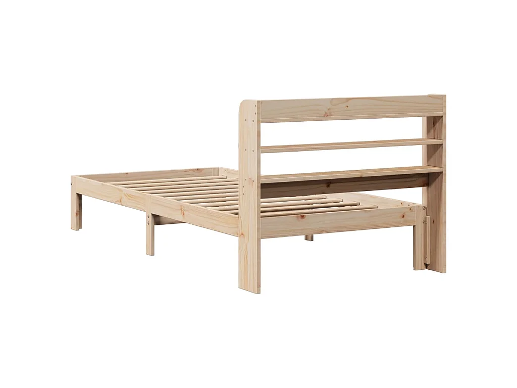 Bedframe met hoofdbord massief grenenhout 90x200 cm