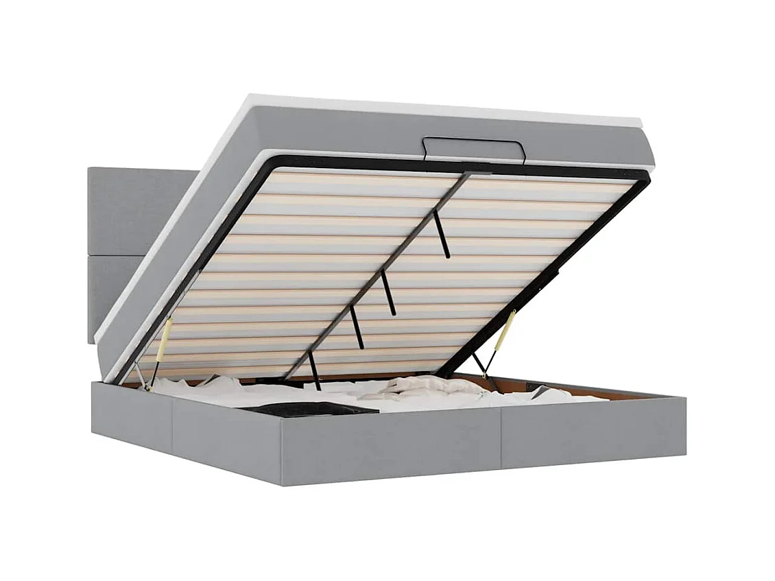 Estrutura de cama otomana com colchão 180x200 cm cinzento claro