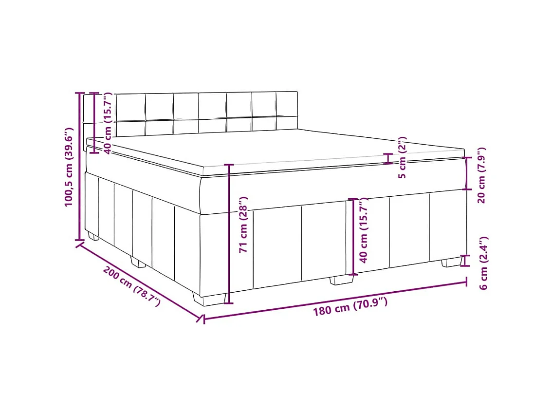 Boxspringbett mit Matratze Taupe 180x200 cm Stoff