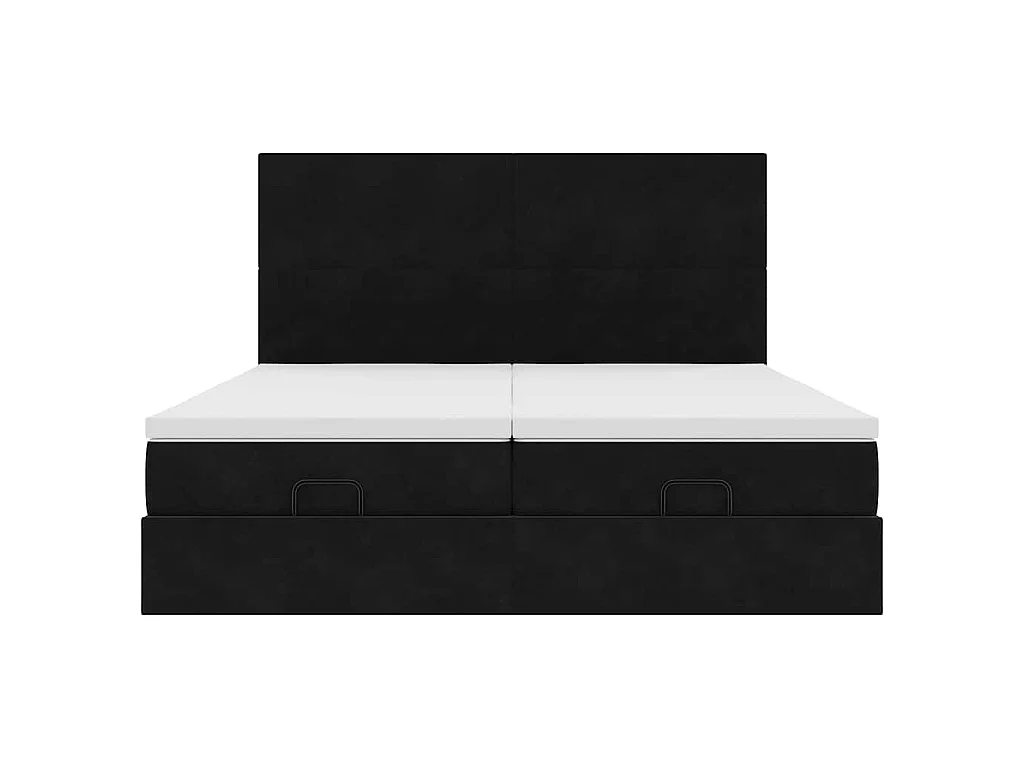 Ottoman-Bett mit Matratzen & LEDs Schwarz 160x200 cm Samt