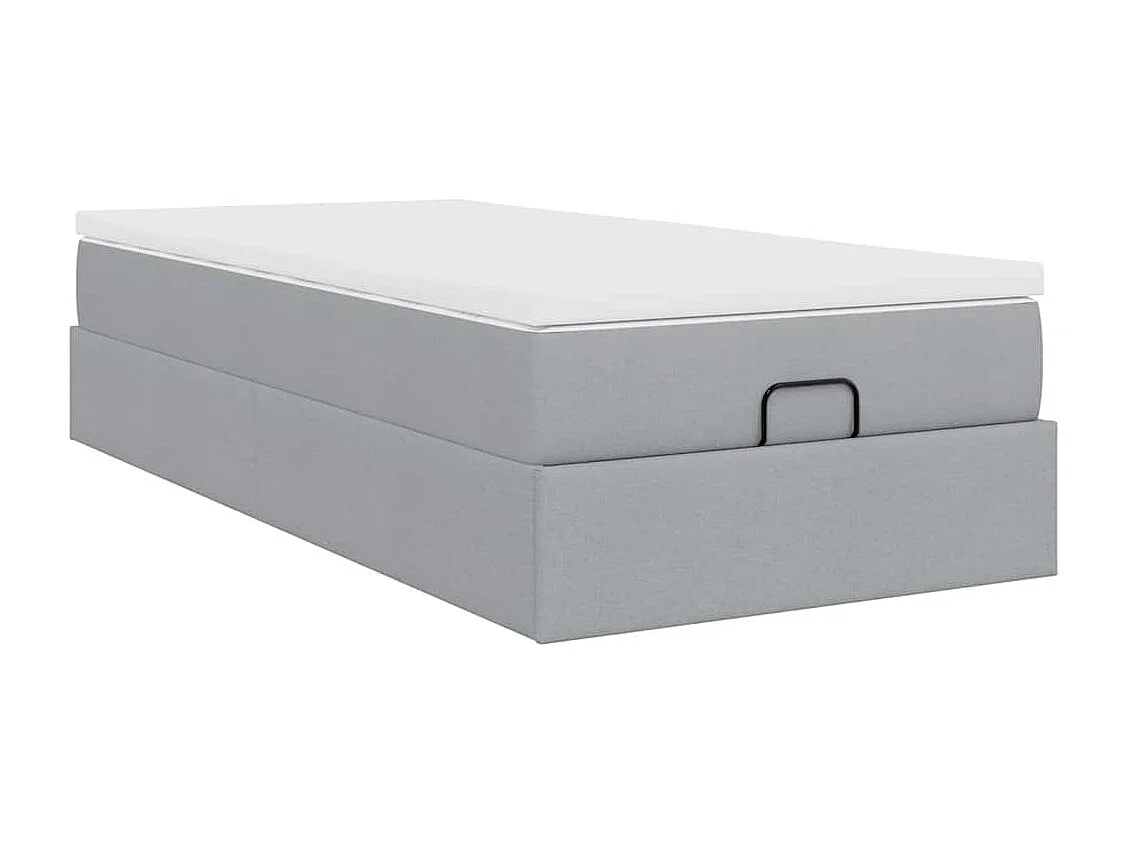 Estrutura cama otomana colchão 100x200 cm tecido cinzento claro