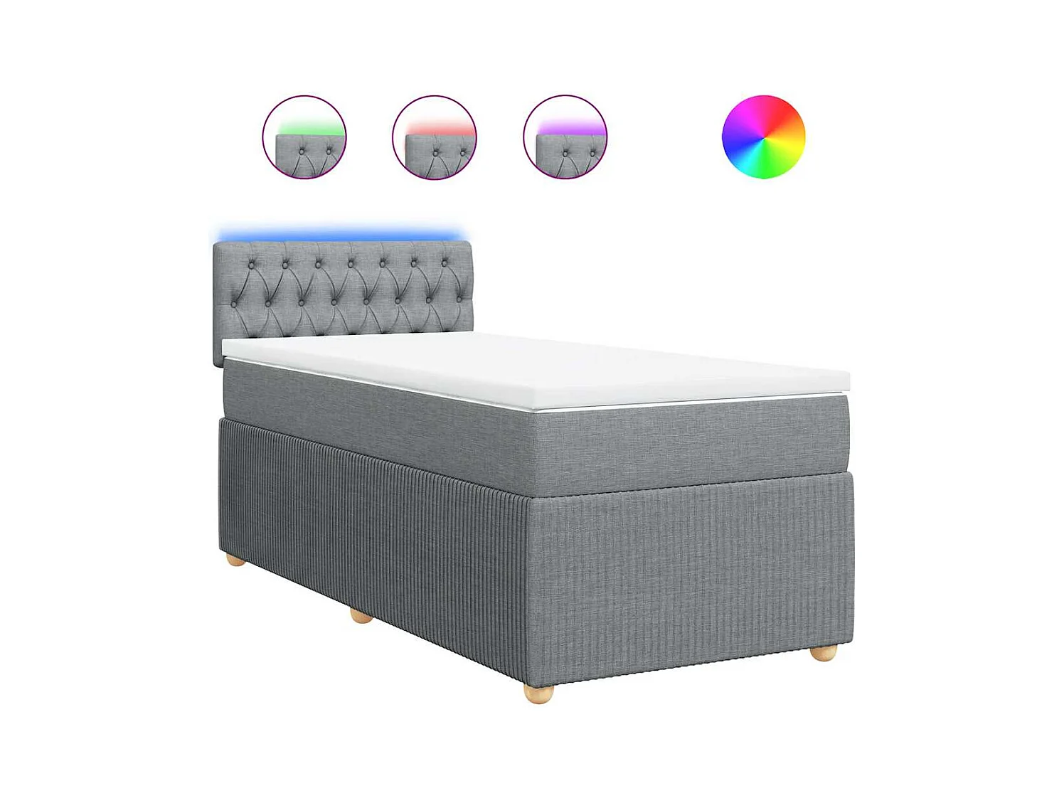 Sommier à lattes de lit avec matelas Gris clair 100x200cm Tissu