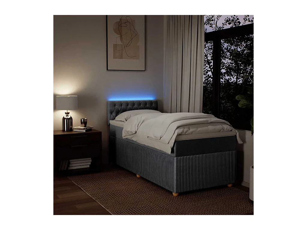 Sommier à lattes de lit avec matelas Gris clair 100x200cm Tissu