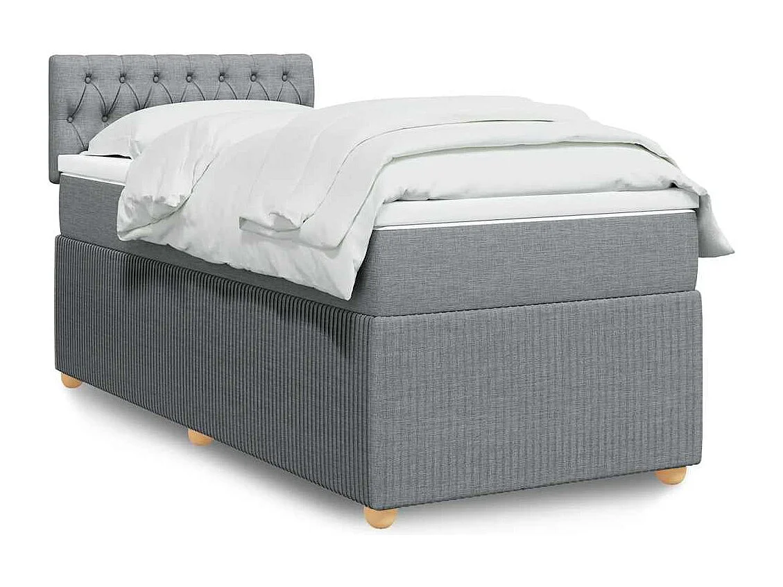 Sommier à lattes de lit avec matelas Gris clair 100x200cm Tissu