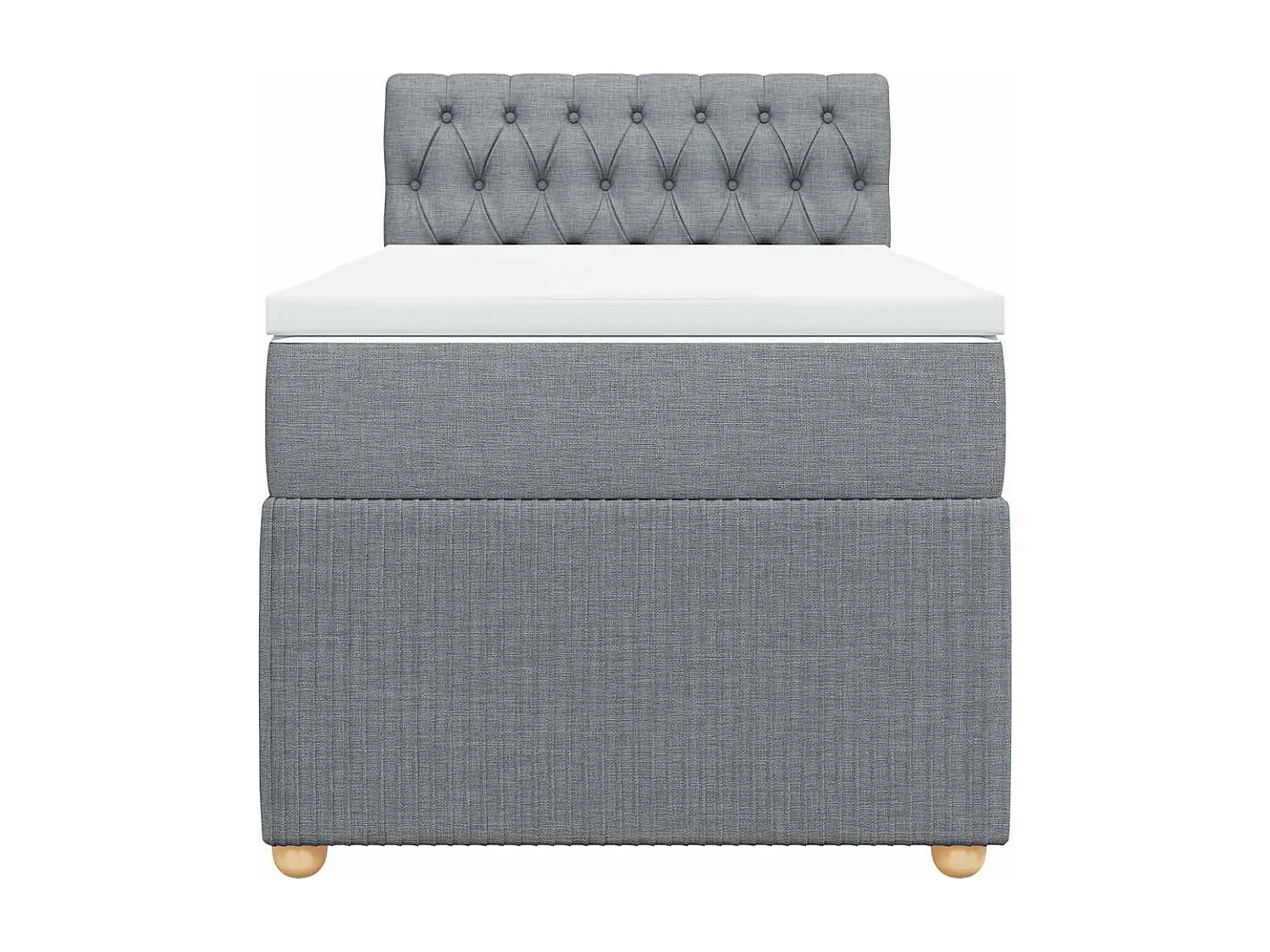 Cama box spring con colchón tela gris claro 100x200 cm