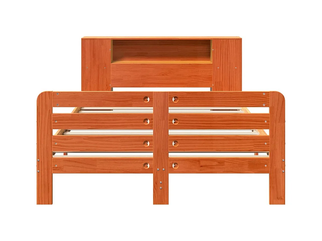 Cadre de lit sans matelas cire marron 140x200cm bois pin massif