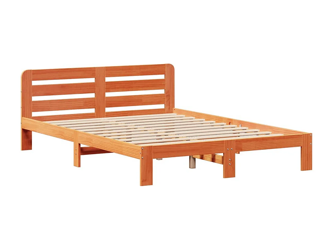 Massivholzbett ohne Matratze Wachsbraun 140x200 cm Kiefernholz