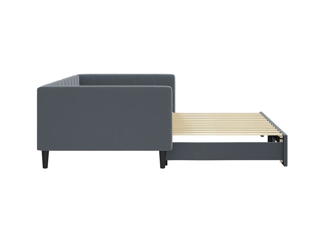 Slaapbank met onderschuifbed 100x200 cm fluweel donkergrijs