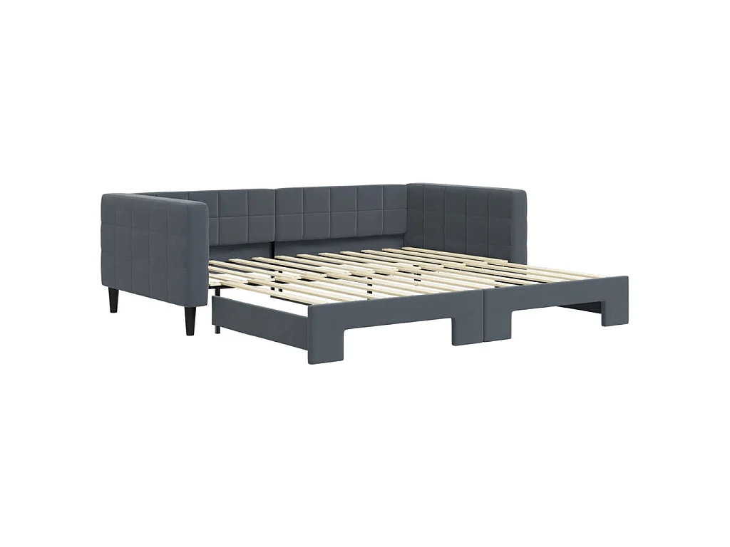 Tagesbett Ausziehbar Dunkelgrau 100x200 cm Samt