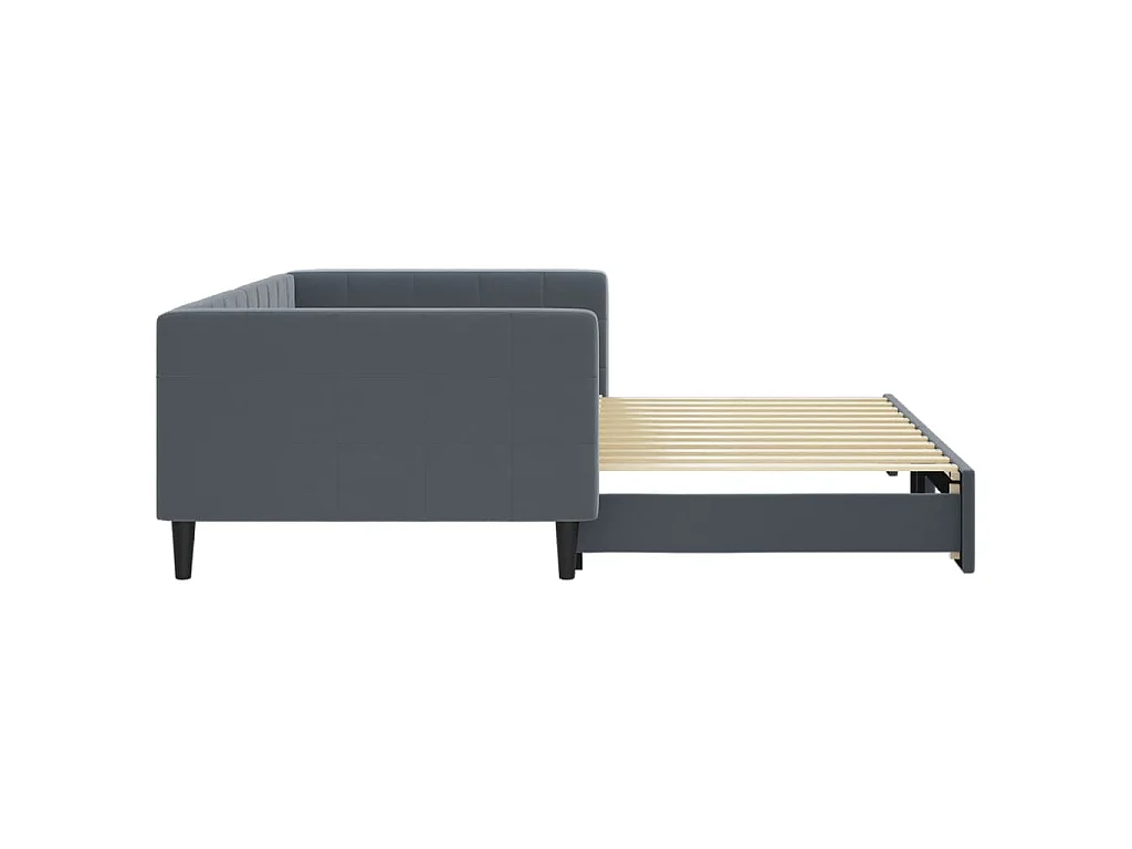 Tagesbett Ausziehbar Dunkelgrau 100x200 cm Samt