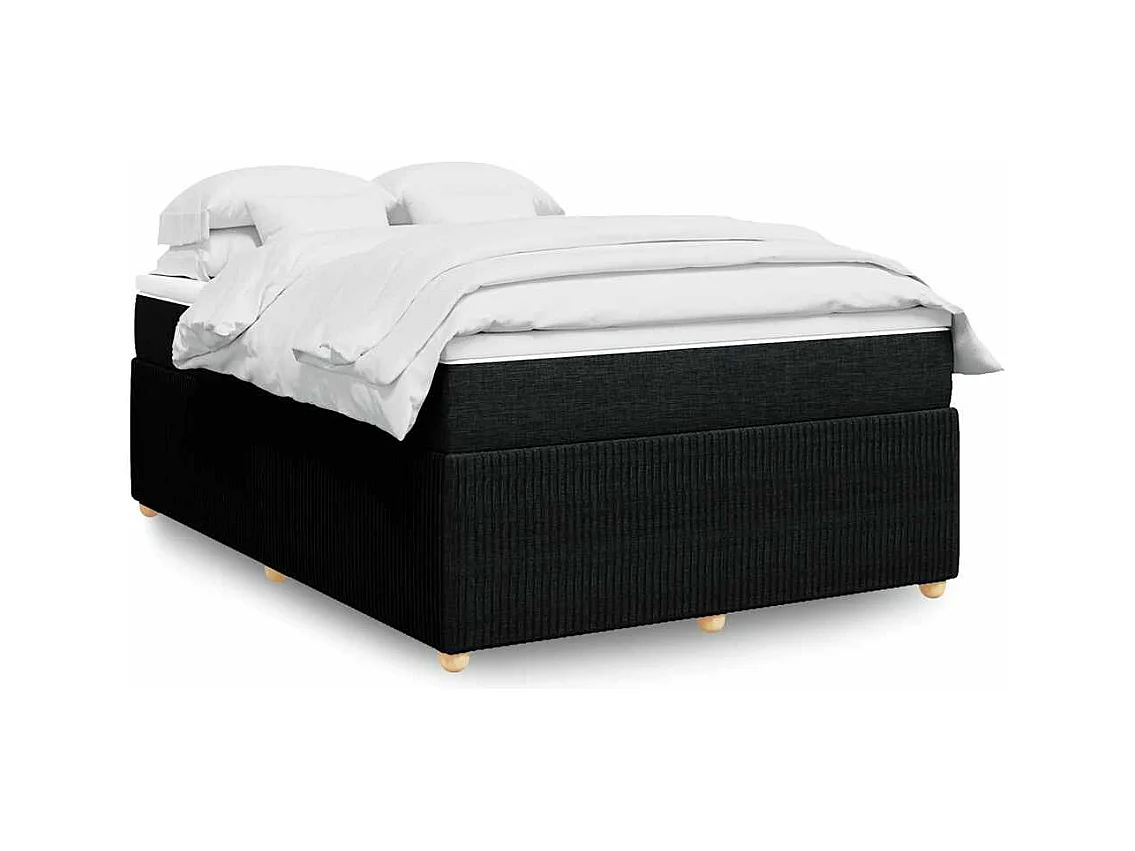 Sommier à lattes de lit avec matelas Noir 140x190 cm Tissu