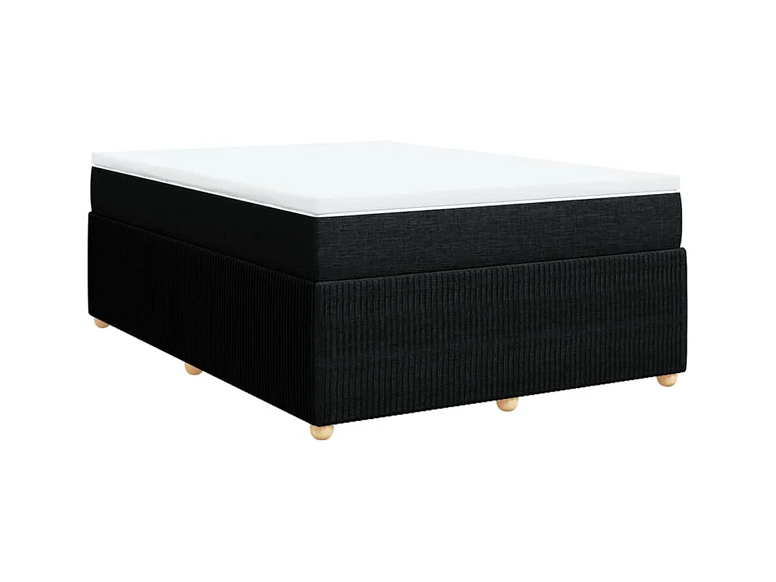 Sommier à lattes de lit avec matelas Noir 140x190 cm Tissu