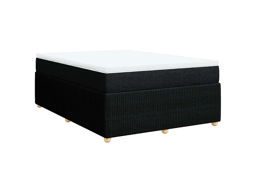 Sommier à lattes de lit avec matelas Noir 140x190 cm Tissu
