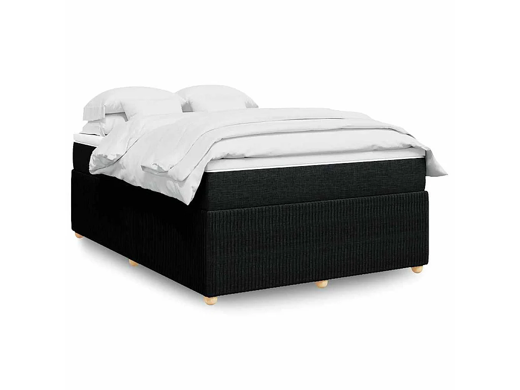 Sommier à lattes de lit avec matelas Noir 140x190 cm Tissu
